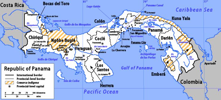 Map of provinces in Panama